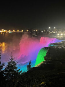 Colourful waterfalls